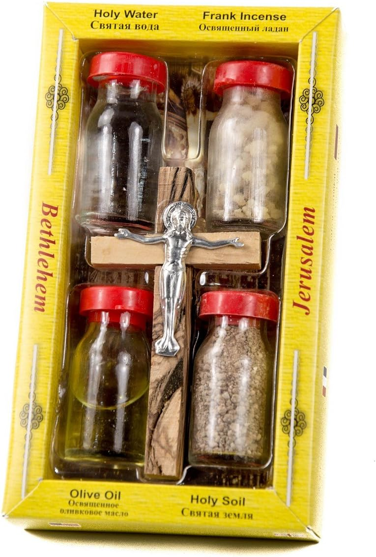 BLESSED HOLY WATER,SOIL,OIL,INSENCE WITH JESUS CROSS