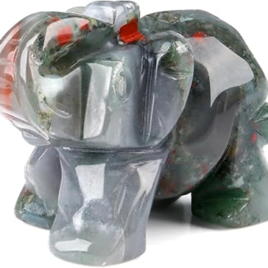 African Bloodstone Elephant Decor  Crystals Healing Stones Pocket Figurine Natural Crystal Statue