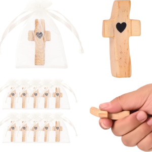Handmade Wooden Cross My Heart Handheld Cross