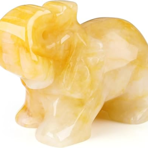 Yellow Jade Elephant Decor  Crystals Healing Stones Pocket Figurine Natural Crystal Statue