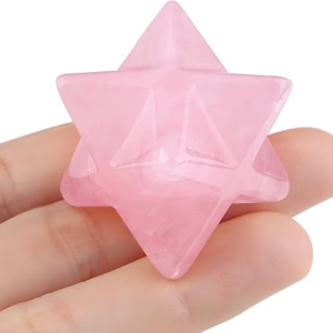 QINJIEJIE Rose Quartz Crystals Merkaba Healing Stones Sacred Meditation Energy Generator 1" Reiki 3D Star Dodecahedron