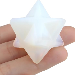 QINJIEJIE Opal Crystals Merkaba Healing Stones Sacred Meditation Energy Generator 1" Reiki 3D Star Dodecahedron