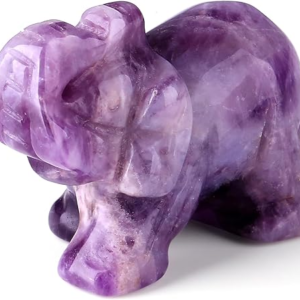 Purple Amethyst Elephant Decor  Crystals Healing Stones Pocket Figurine Natural Crystal Statue