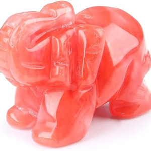 Lite Cherry Quartz Elephant Decor  Crystals Healing Stones Pocket Figurine Natural Crystal Statue