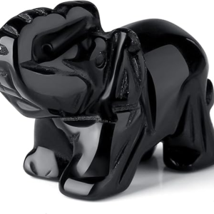 Black Obsidian Elephant Decor  Crystals Healing Stones Pocket Figurine Natural Crystal Statue