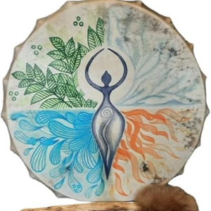 10 inch shaman drum and wooden frame with drum sticks