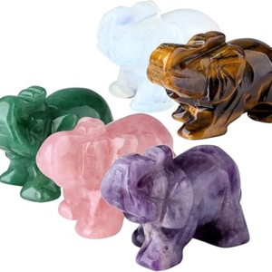 5pcs Elephant Decor  Crystals Healing Stones Pocket Figurine Natural Crystal Statue