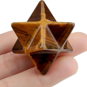 QINJIEJIE Tigers Eye Crystals Merkaba Healing Stones Sacred Meditation Energy Generator 1" Reiki 3D Star Dodecahedron