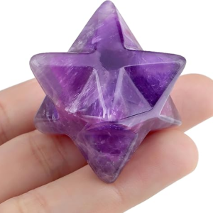 QINJIEJIE AmethystCrystals Merkaba Healing Stones Sacred Meditation Energy Generator 1" Reiki 3D Star Dodecahedron