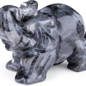 Black Labradorite Elephant Decor  Crystals Healing Stones Pocket Figurine Natural Crystal Statue