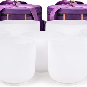 6-10" Chakra Set of 7 Crystal Singing Bowls with Carrying Cases and Singing Bowl Mallets