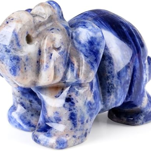 Blue White Sodalite  Elephant Decor  Crystals Healing Stones Pocket Figurine Natural Crystal Statue