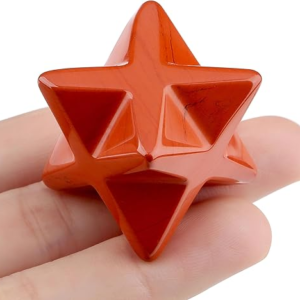 QINJIEJIE Red Jasper Crystals Merkaba Healing Stones Sacred Meditation Energy Generator 1" Reiki 3D Star Dodecahedron