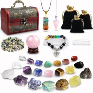 28 Pcs Crystals and Healing Stones 7 Chakra Stones Kit for Beginners