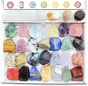 32 Natural Crystals and Healing Stones with Guide