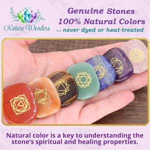 NatureWonders All Natural Chakra Stone Set with Information Brochure & Travel Pouch