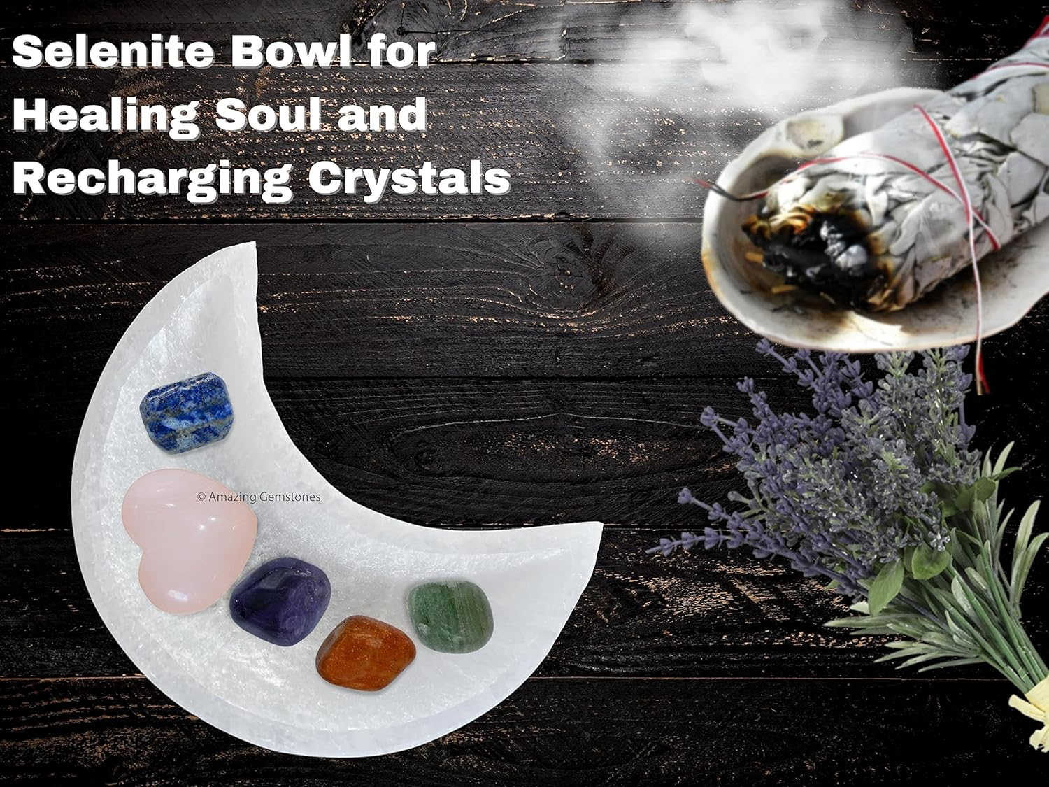 4" Moon Selenite Crystal to Charge your Healing Stones and Crystals