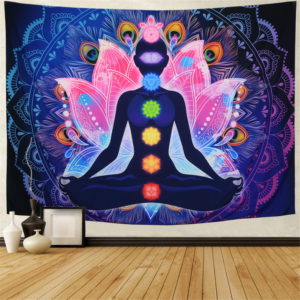 Maccyafst Seven Chakra Tapestry Yoga Meditation Wall Tapestry Colorful Mandala Tapestries Indian Hippie Chakra Wall Hanging for Studio Room (H59.1× W78.7)