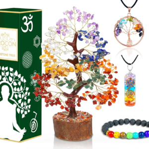 Seven Chakra Crystal Tree of Life with Bracelet & 2 Pendants