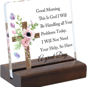 Catholic Motivational Inspiration - Clear Plaque Sign With Wooden Stand