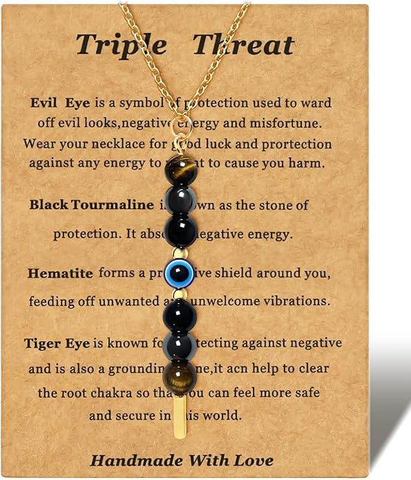 Ronglry Healing Crystals and Stones Necklace Spiritual Crystal Necklace Triple Threat